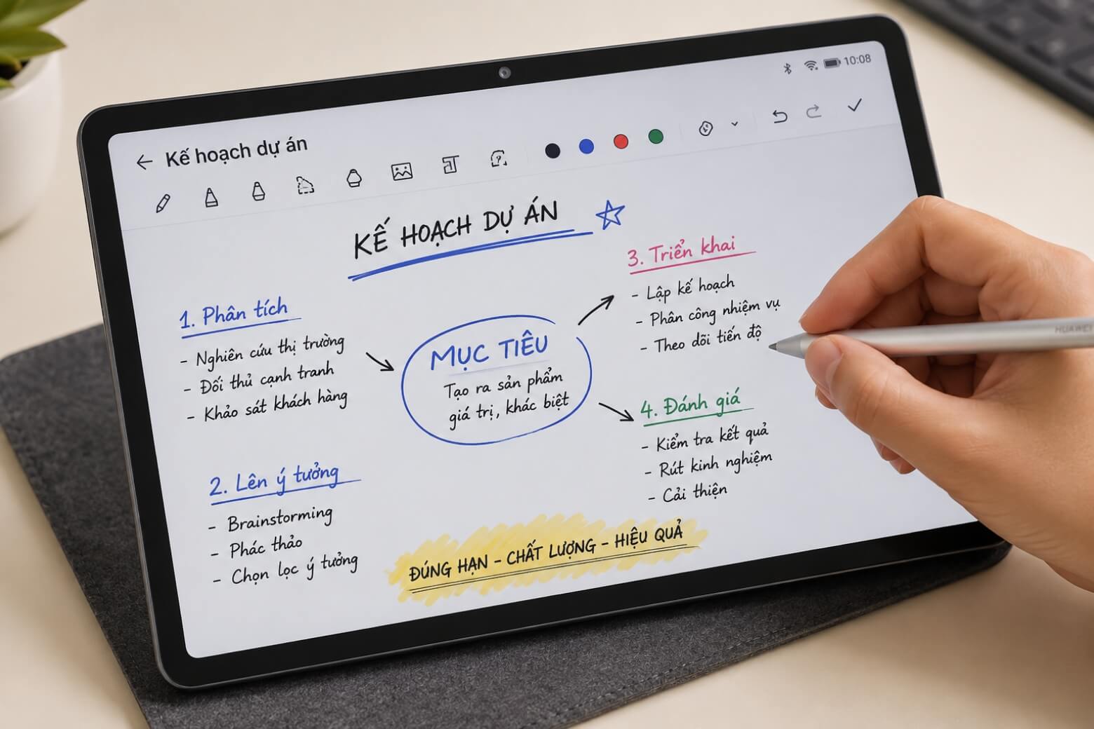 Viết ghi chú bằng bút cảm ứng trên màn hình nhám của tablet Huawei Viết ghi chú bằng bút cảm ứng trên màn hình nhám của tablet Huawei