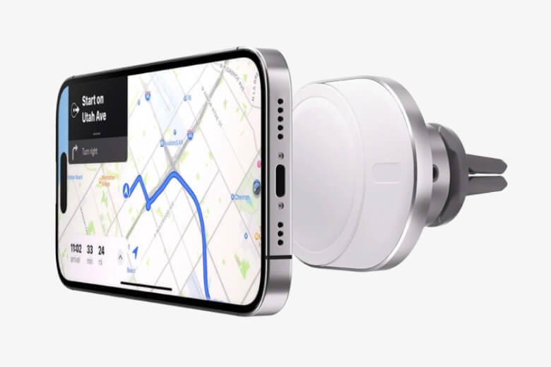Thiết kế của đế sạc không dây Belkin MagSafe dành cho xe hơi BoostCharge Pro 15W kèm sạc được tích hợp với công nghệ MagSafe, giúp giữ chắc chắn iPhone của bạn trên đế sạc