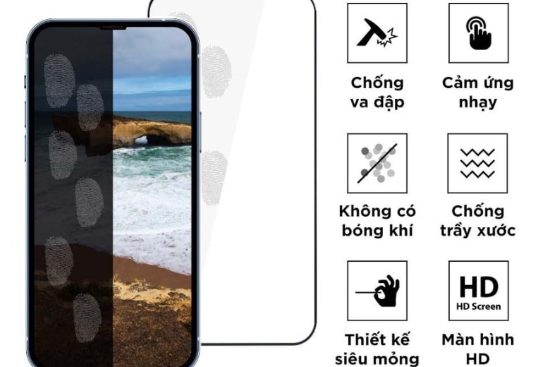 Dán cường lực iPhone 13 Pro Max ANANK Trong viền đen - Cứng cáp, an tâm với sự bảo vệ chất lượng