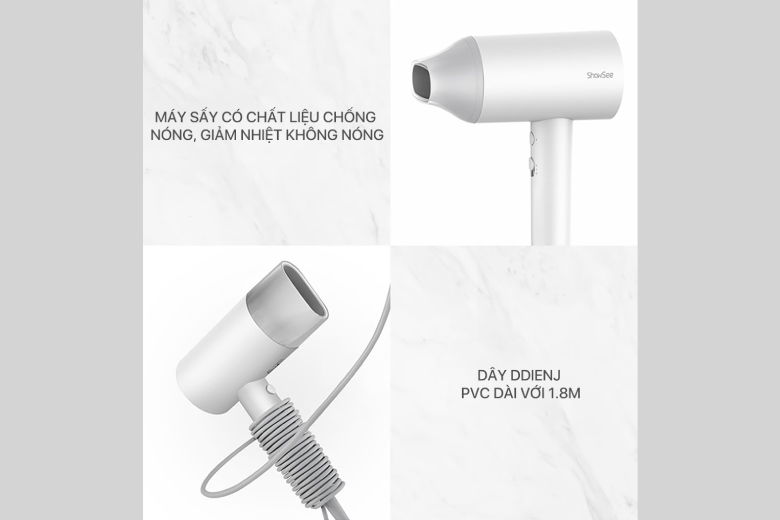 Thiết kế kiểu dáng của máy sấy tóc bổ sung ion âm Showsee A1-EUW