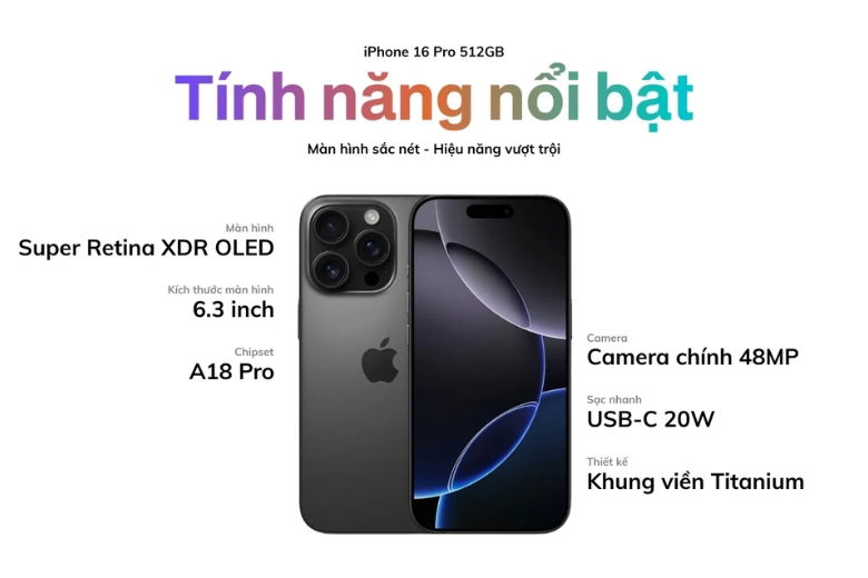 iPhone 16 Pro 512GB thông số kỹ thuật