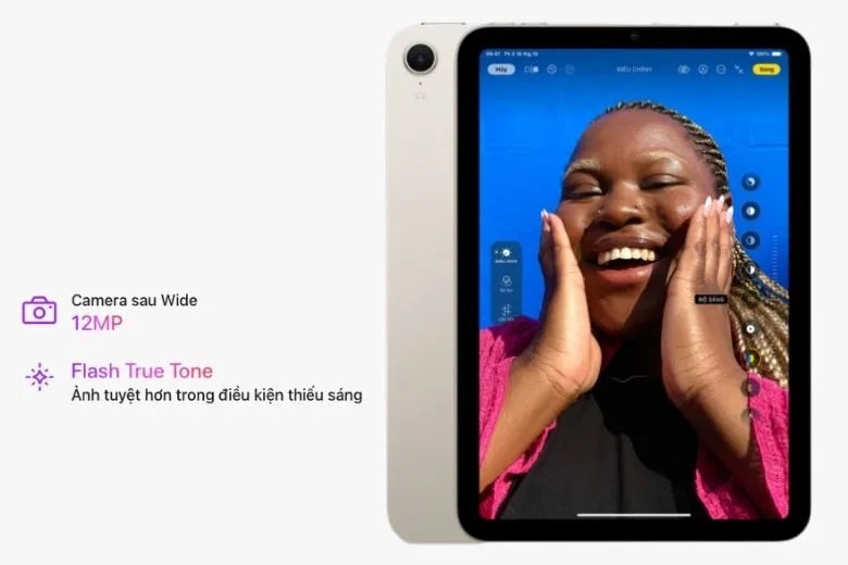 Camera 12MP sống động, rõ nét trên iPad mini 7 126GB Wifi