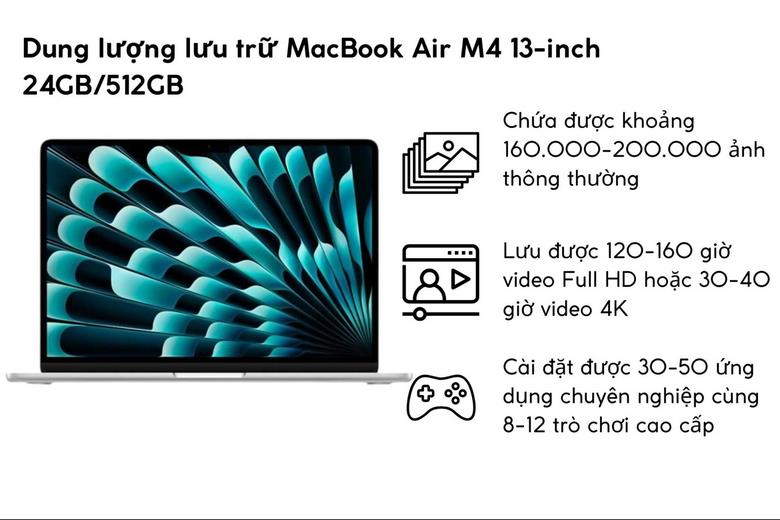 MacBook Air M4 13-inch 24GB/512GB dung lượng khủng