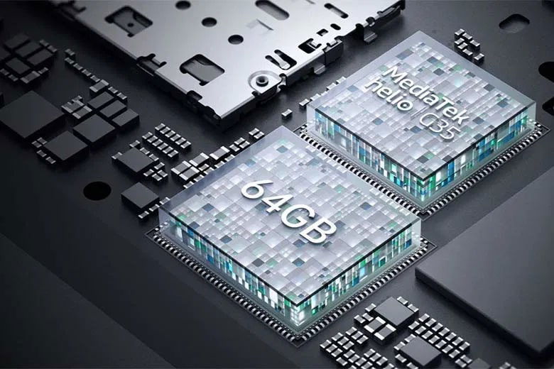 Chip MediaTek Helio G35 cung cấp hiệu năng ổn định.