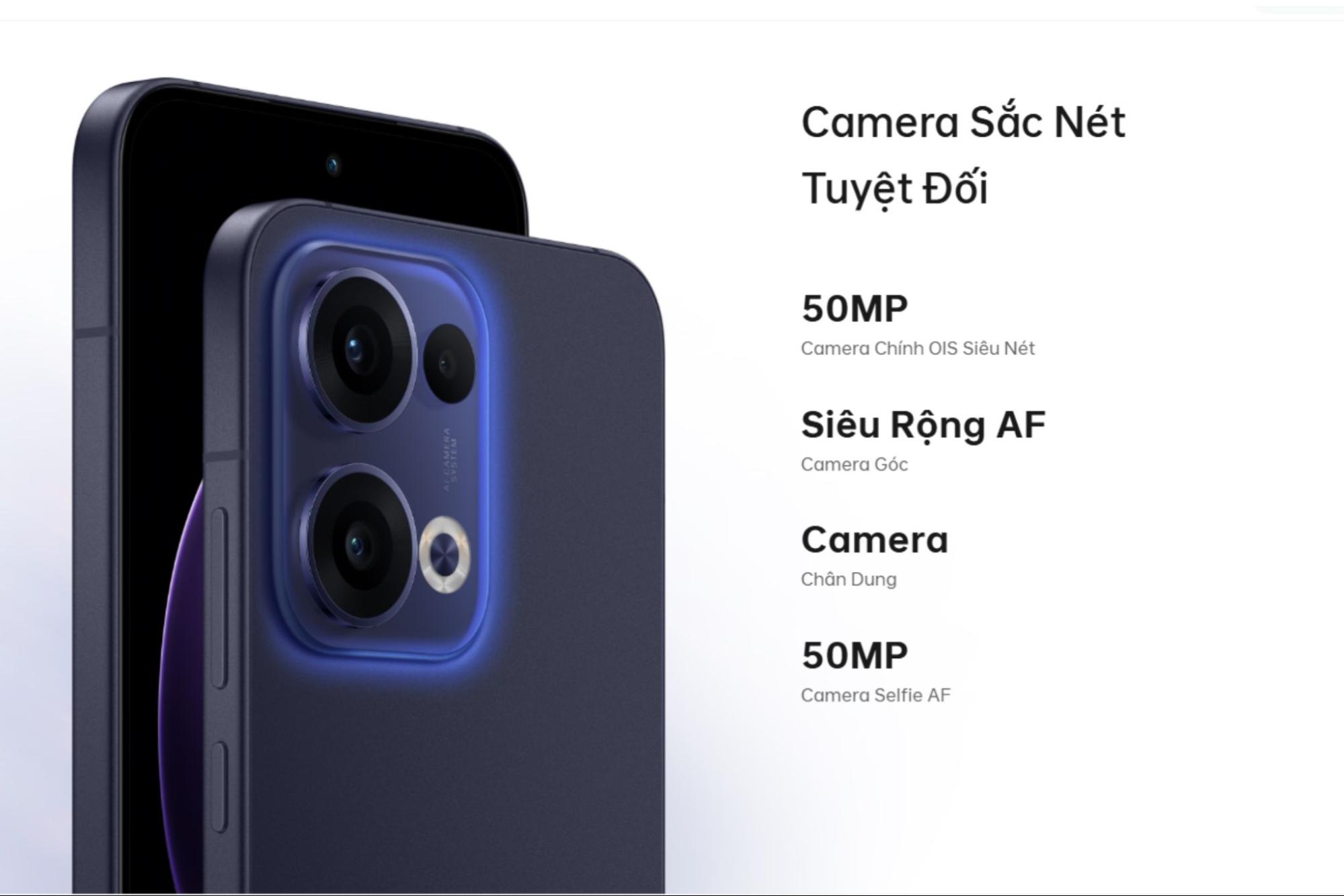 OPPO Reno13 5G 12GB/256GB được trang bị hệ thống camera ấn tượng