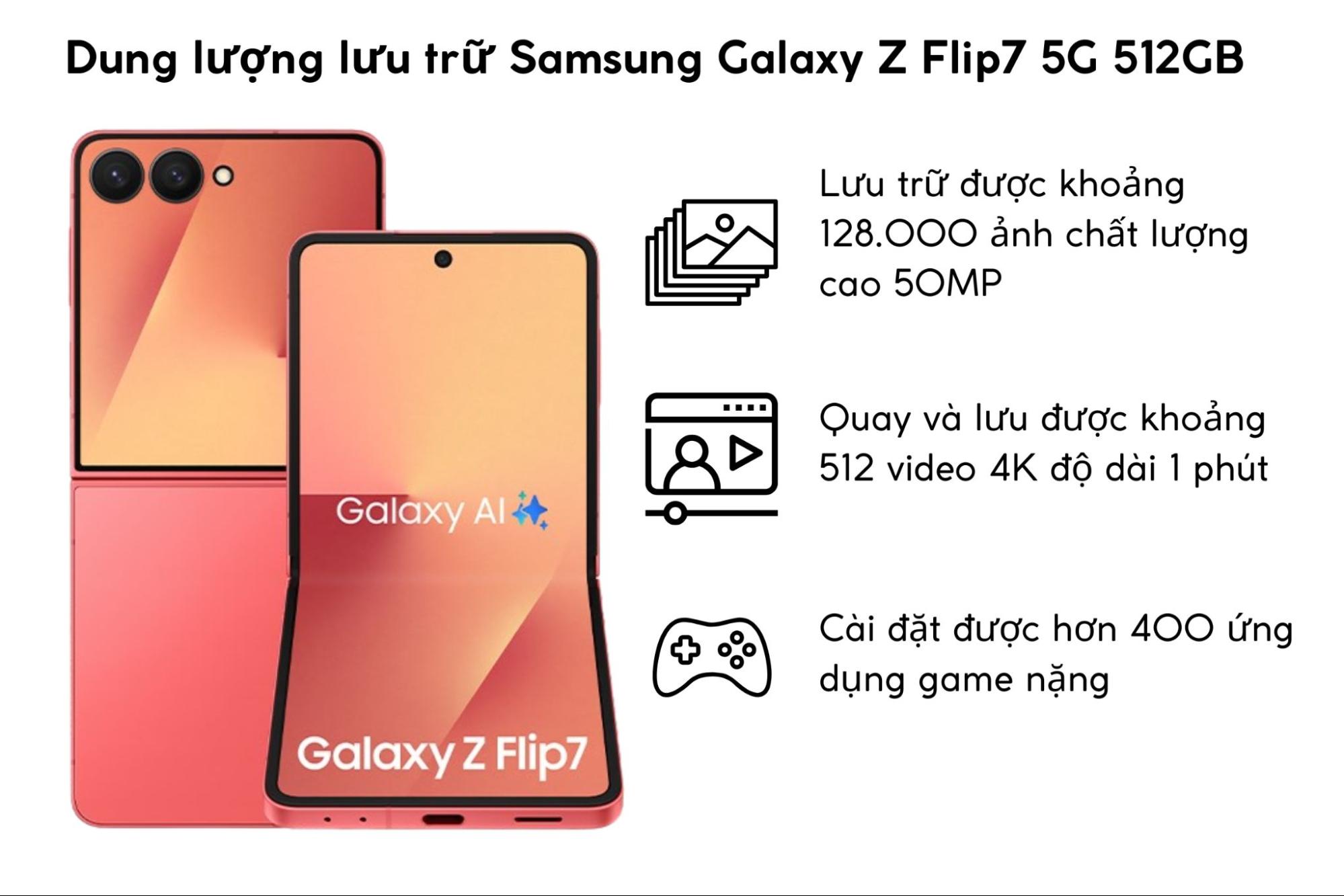 Dung lượng Samsung Galaxy Z Flip7 5G 512GB