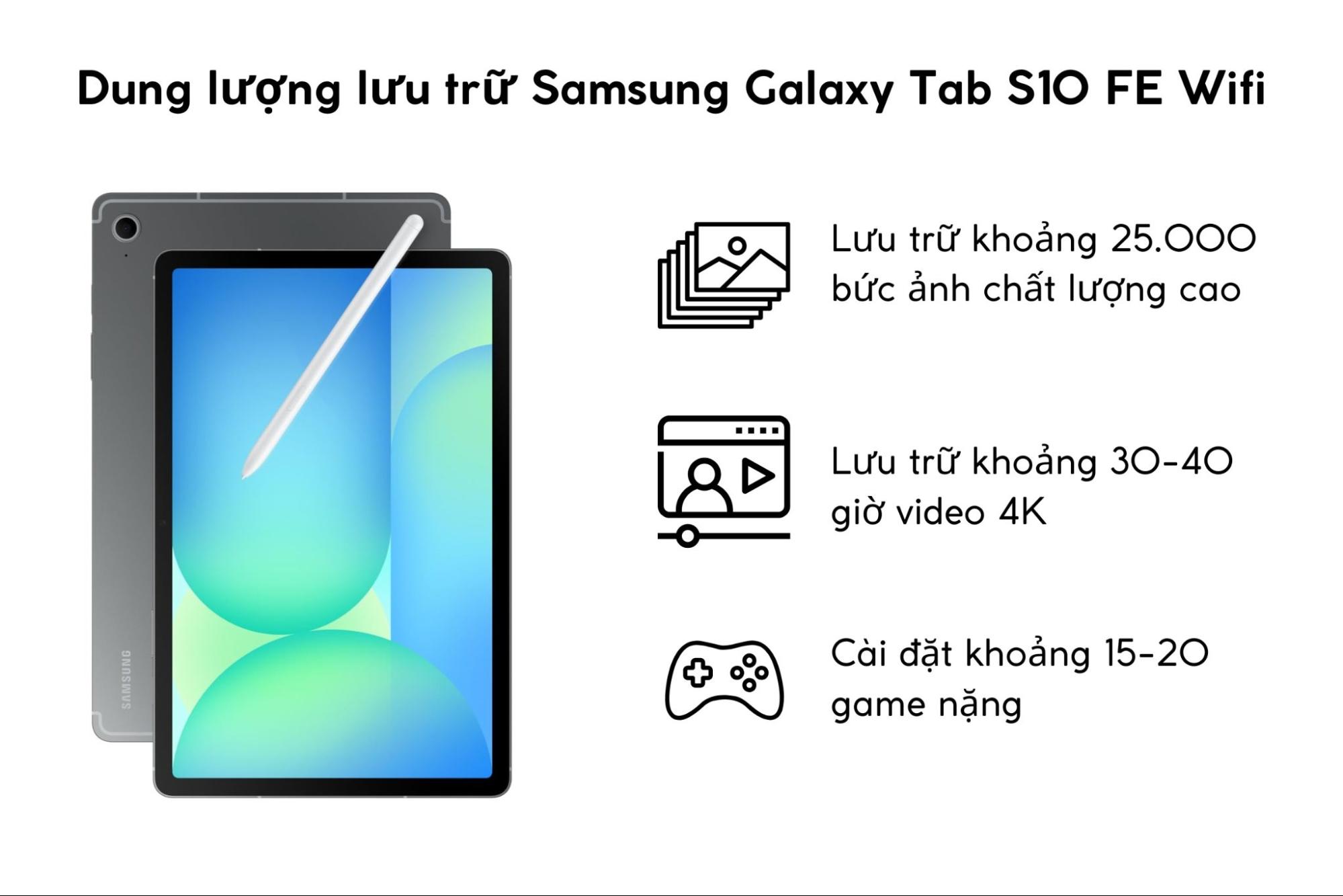Samsung Galaxy Tab S10 FE Wifi 128GB phù hợp với người dùng có nhu cầu cơ bản đến trung bình.