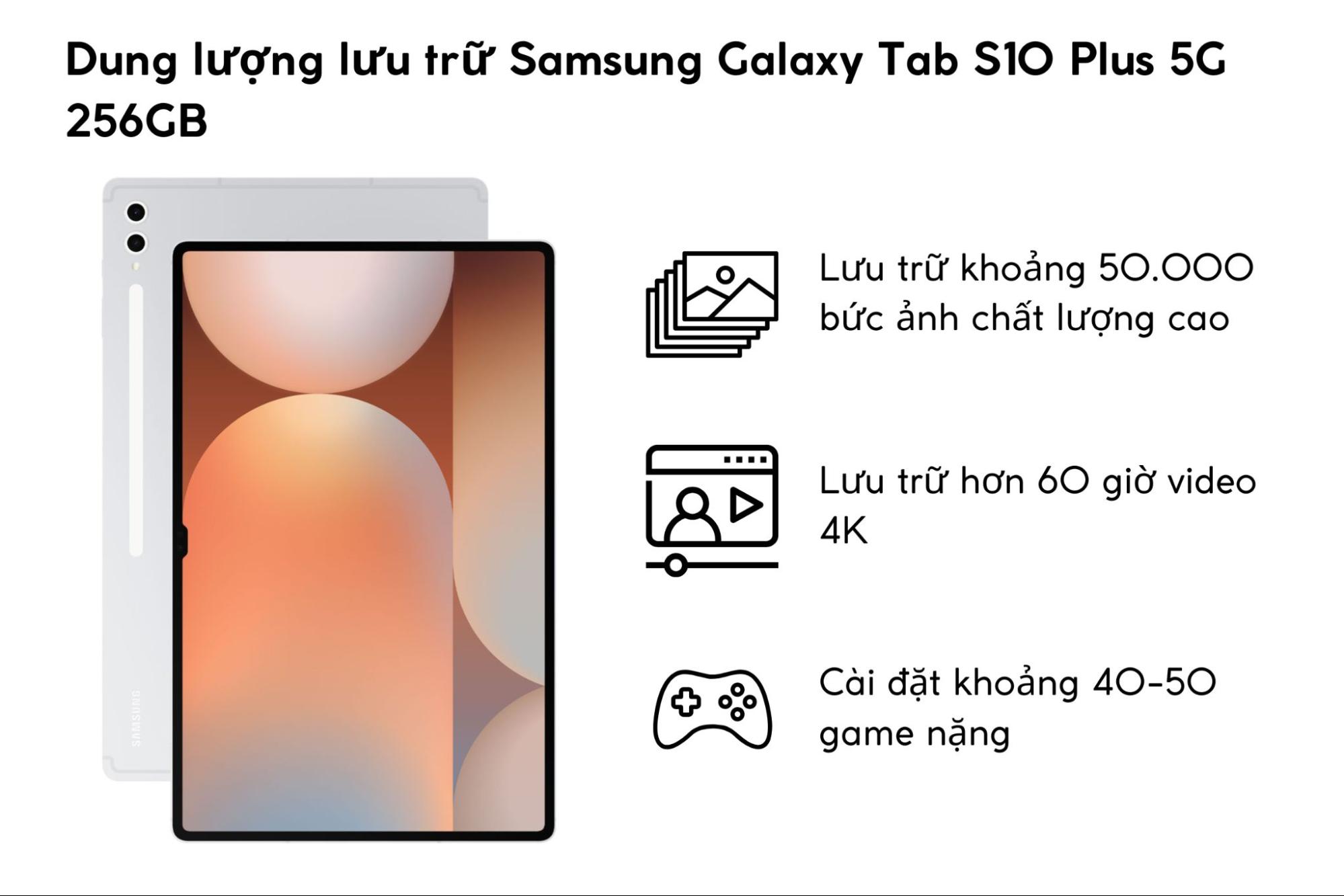 Dung lượng lưu trữ Samsung Galaxy Tab S10 Plus 5G 256GB