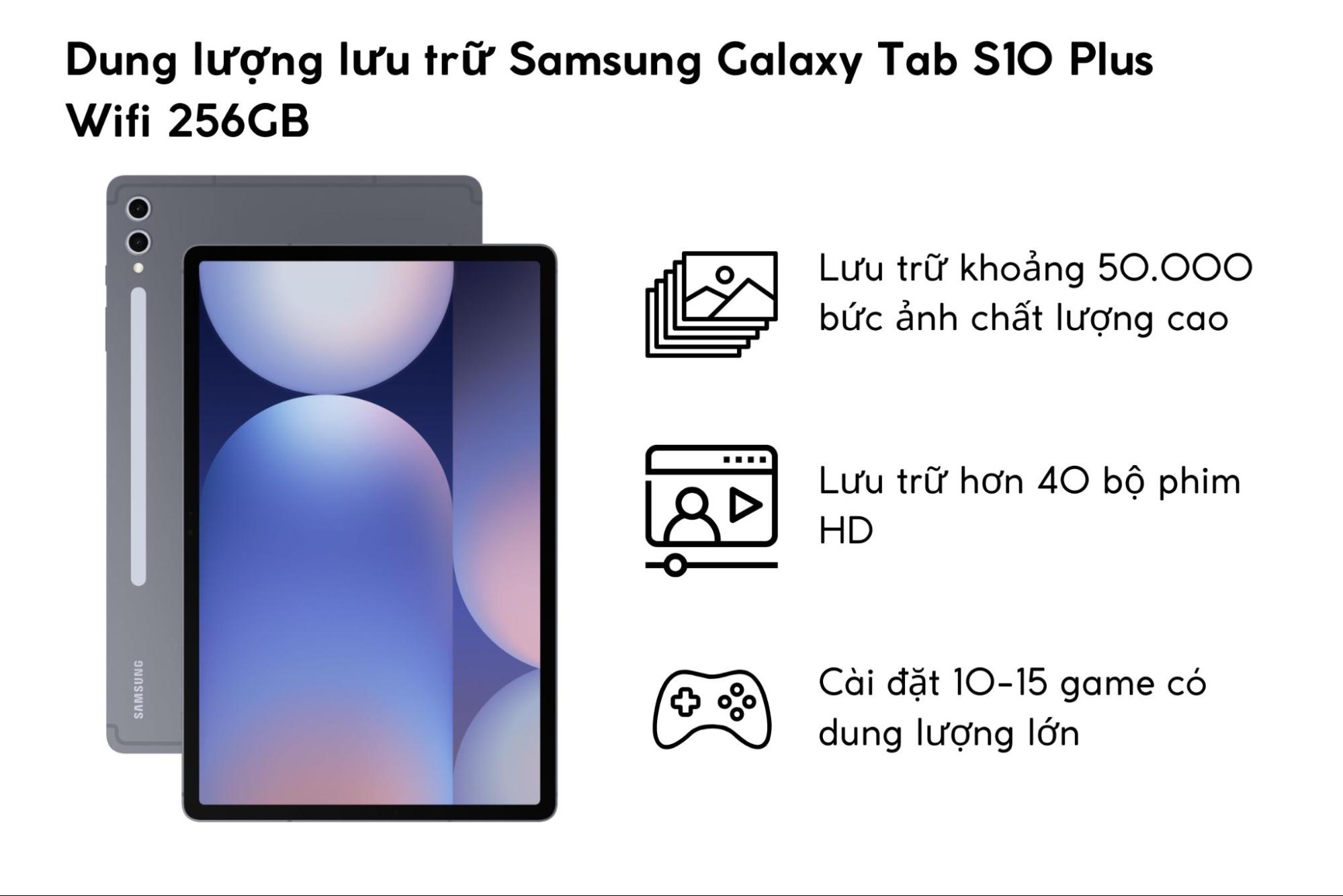 Dung lượng lưu trữ Samsung Galaxy Tab S10 Plus Wifi 256GB