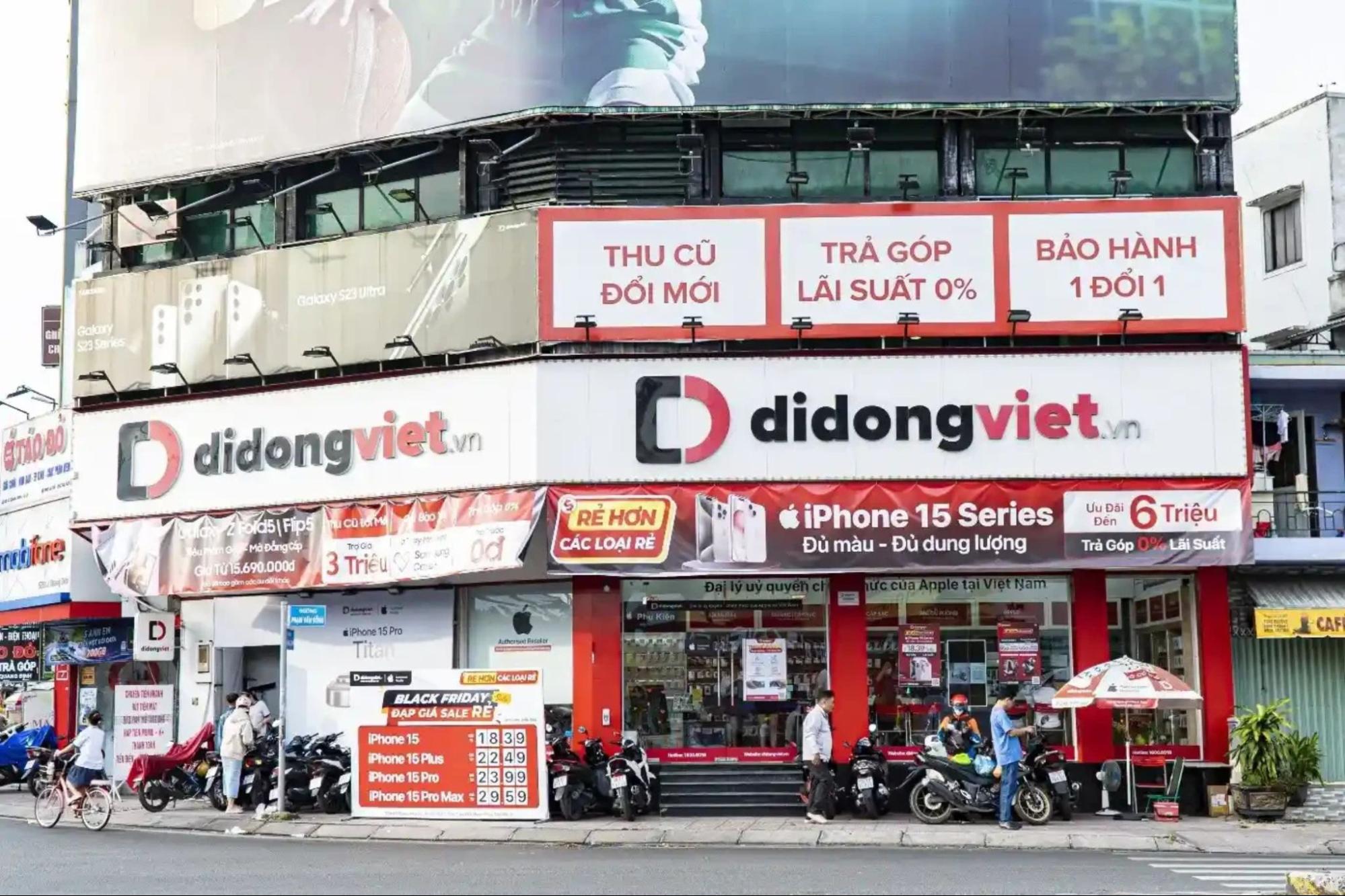Mua sản phẩm, chọn sản phẩm. Mua ở đâu, chọn Di Động Việt.
