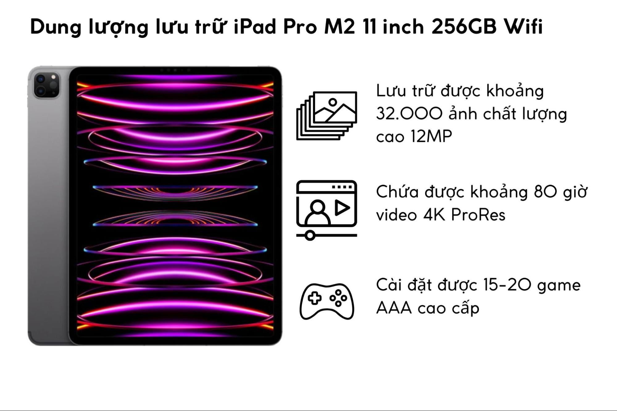 Bộ nhớ 256GB của iPad Pro M2 11 inch 256GB Wifi có đủ dùng không