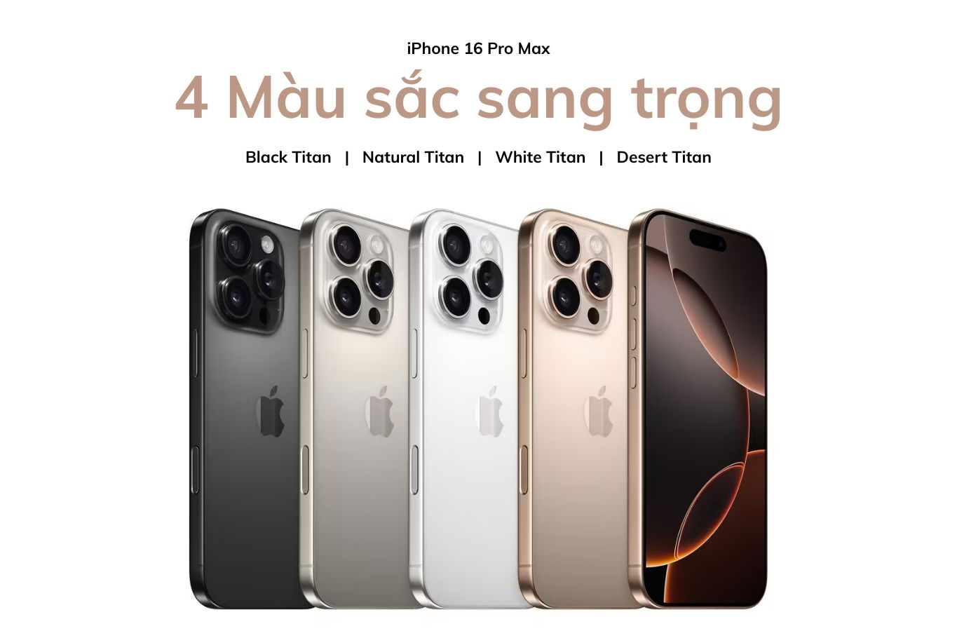 4 tùy chọn màu sắc sàng trọng trên iPhone 16 Pro Max