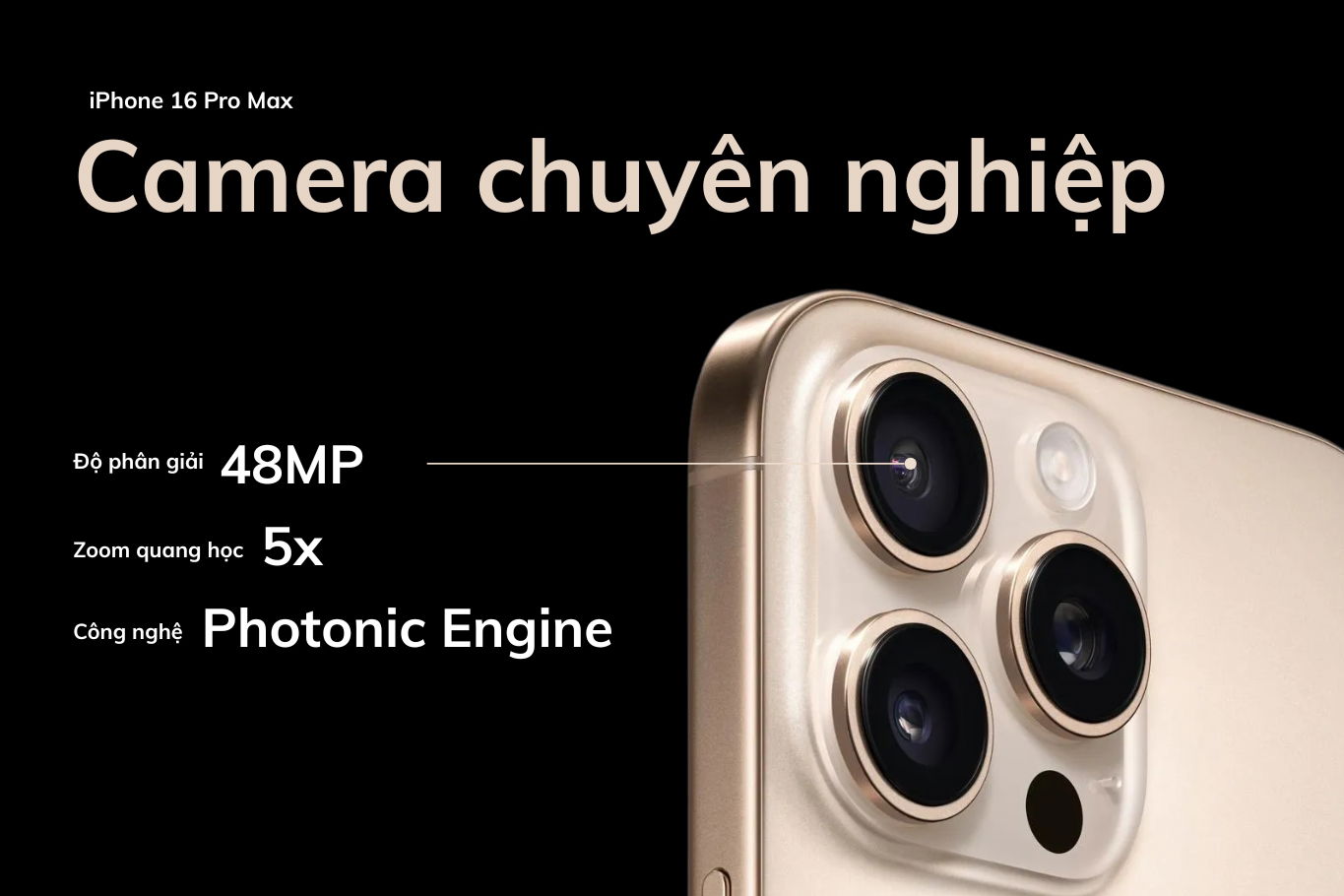 iPhone 16 Pro Max sở hữu hệ thống camera 48MP góc siêu rộng