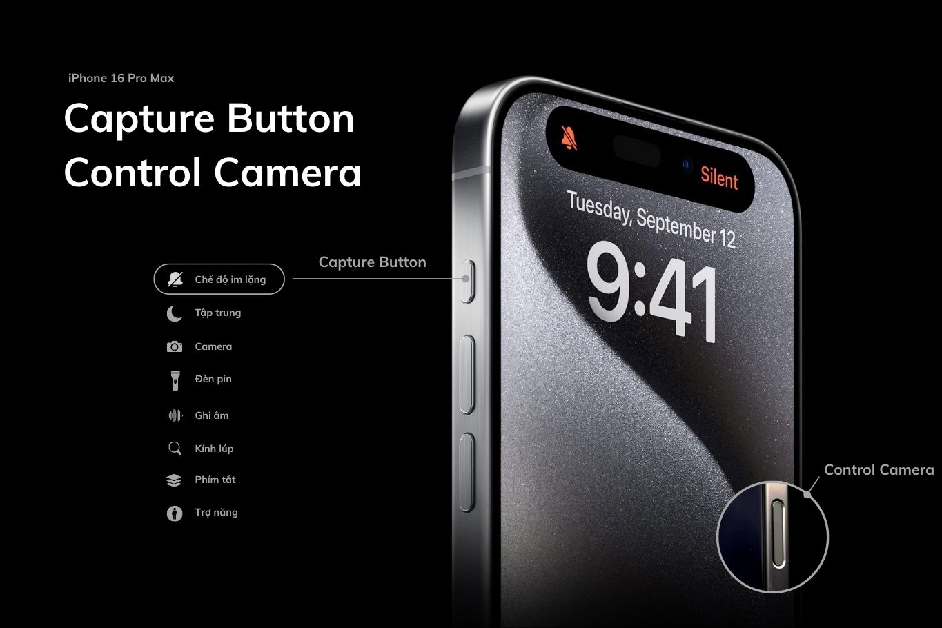 Thiết kế ấn tượng của iPhone 16 Pro Max với nút Capture cảm ứng lực