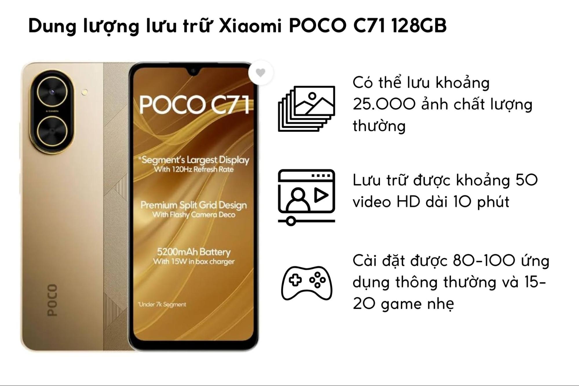 Bộ nhớ 128GB của POCO C71 có đủ dùng không
