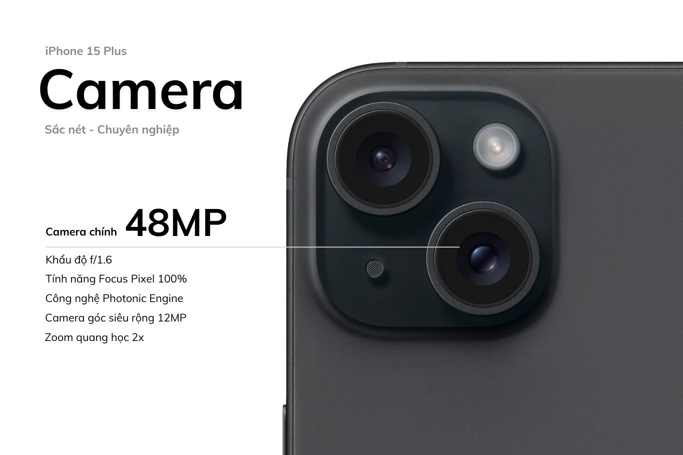 Camera chính 48MP chuyên nghiệp trên iPhone 15 Plus