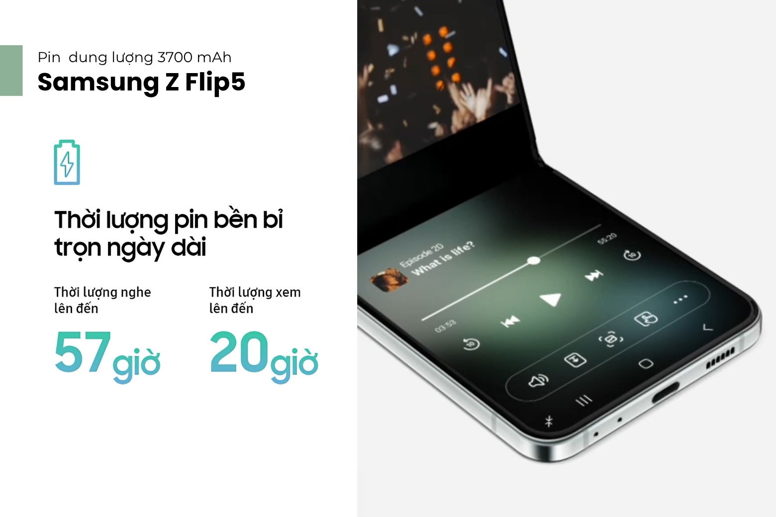 Pin Samsung Z Flip5 tối ưu