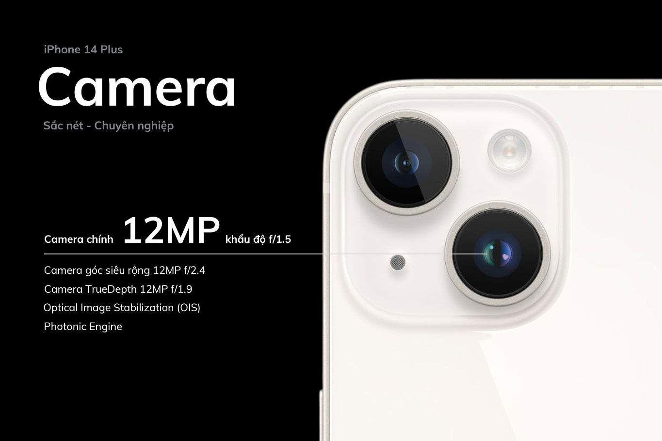 Camera kép 12MP với công nghệ chống rung OIS hiện đại