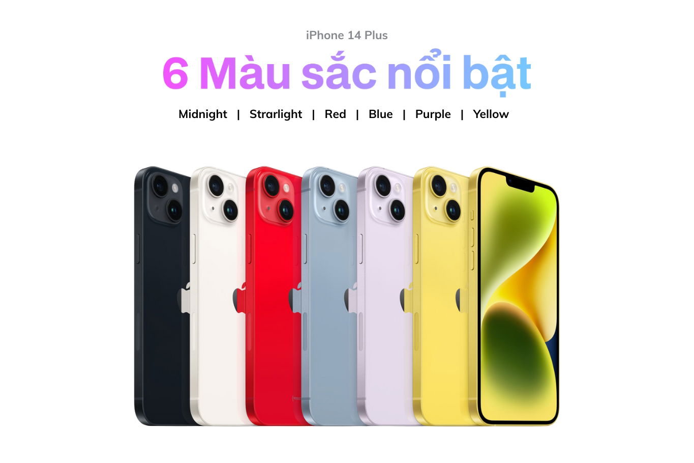 6 tùy chọn màu sắc của iPhone 14 Plus