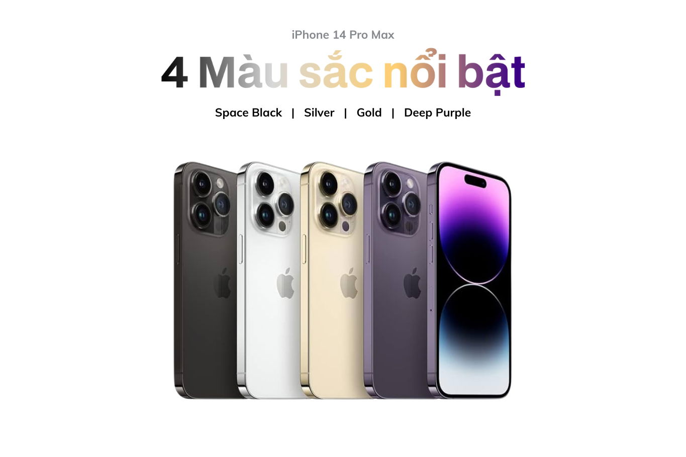 4 tùy chọn màu sắc trên iPhone 14 Pro Max