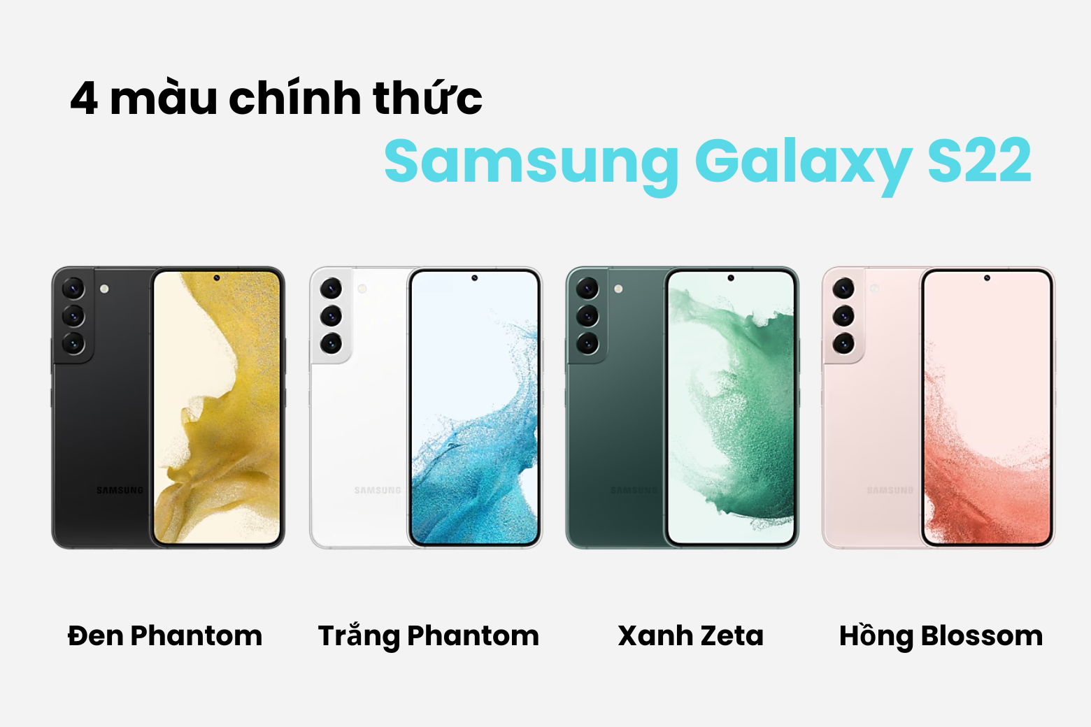 Các phiên bản màu chính thức của Samsung Galaxy S22