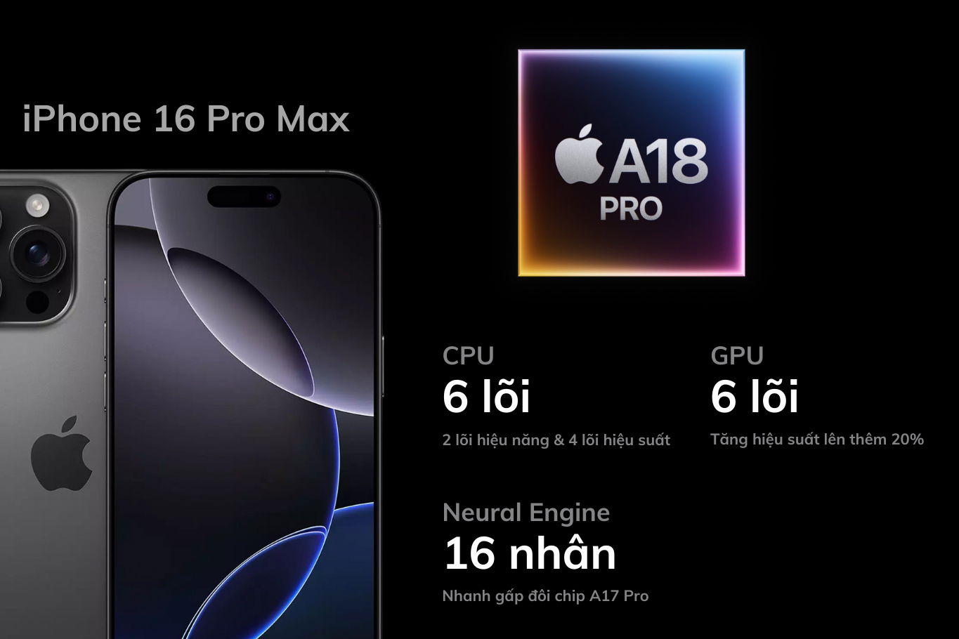 Hiệu năng mạnh mẽ với chip A18 Pro và hệ thống tản nhiệt graphene 