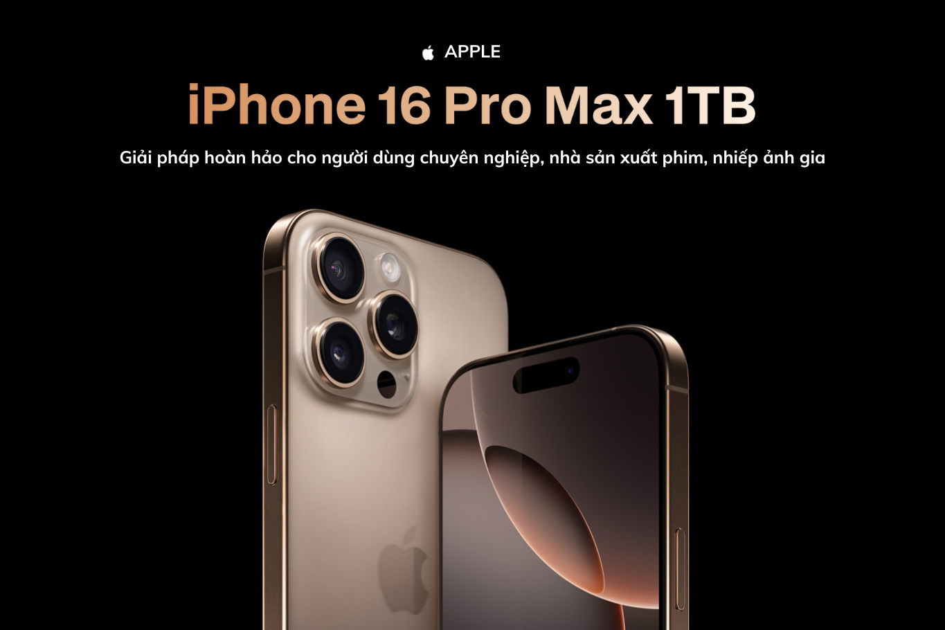 iPhone 16 Pro Max 1TB với màn hình Super Retina XDR và thiết kế sang trọng, phù hợp cho các nhiếp ảnh gia chuyên nghiệp.