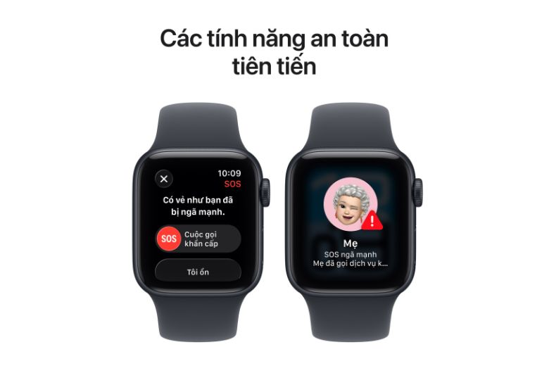 Apple Watch SE 3 (2025) 44mm (GPS) Viền nhôm - Dây cao su M/L có các tính năng SOS khẩn cấp