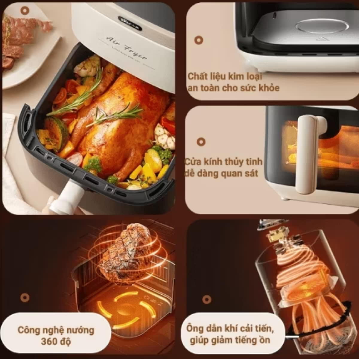 Nồi chiên không dầu 5L 1500W Bear AF-4H15L (QZG-P15R8)