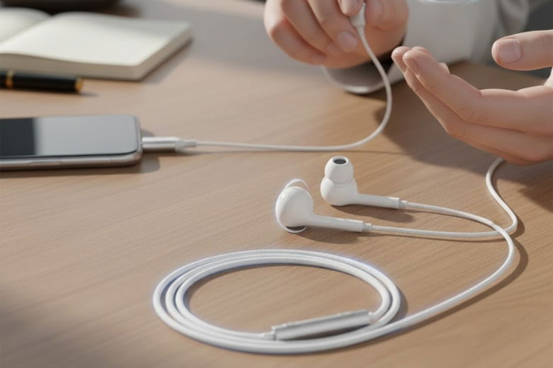 Tai nghe có dây Type-C ACEFAST L7 màu Trắng dây chống rối