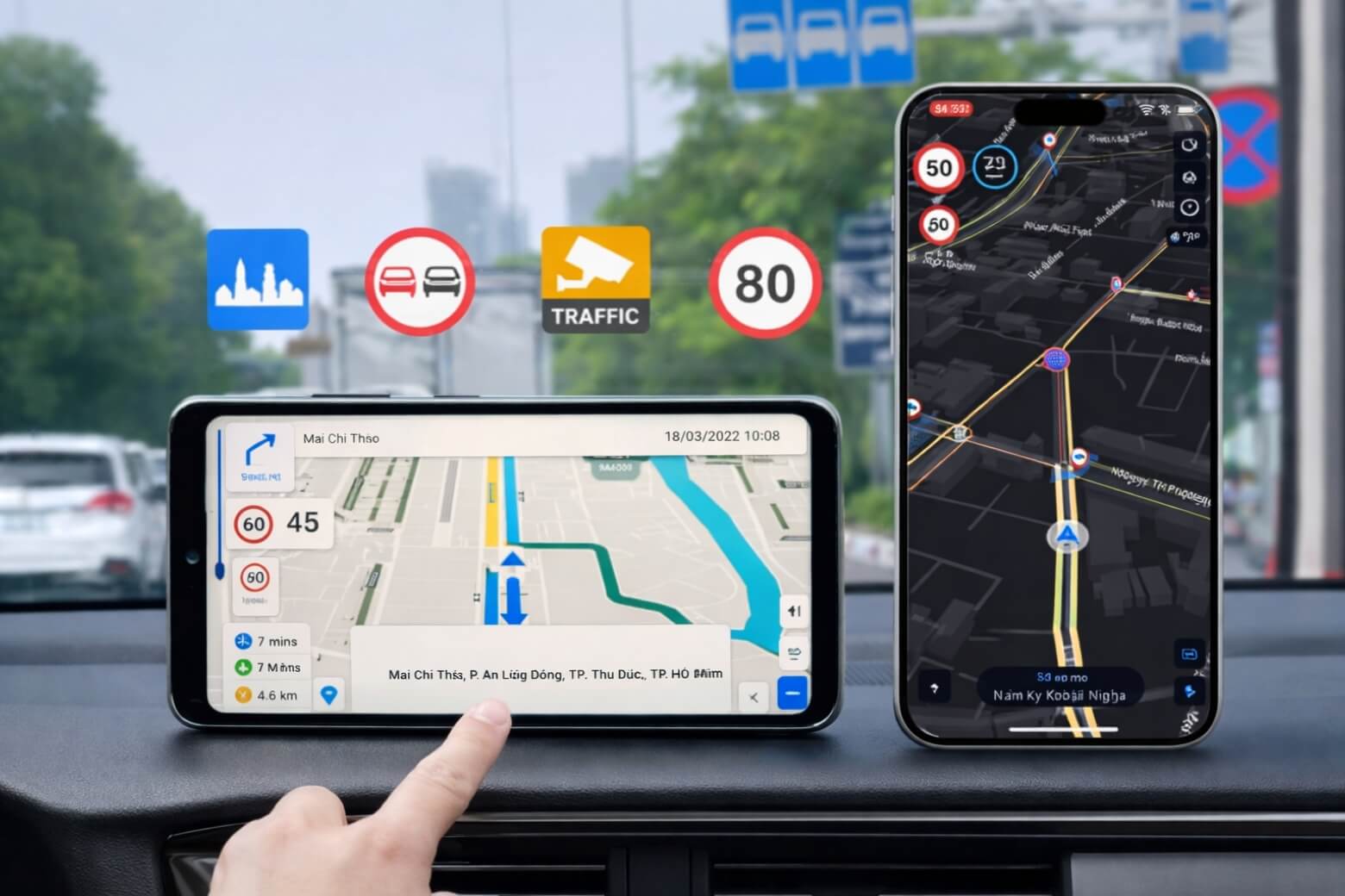 Vietmap Live Pro cảnh báo toàn diện các biển báo cấm dừng/đỗ, rẽ, quay đầu và cấm theo ngày/giờ để bạn tránh vi phạm.