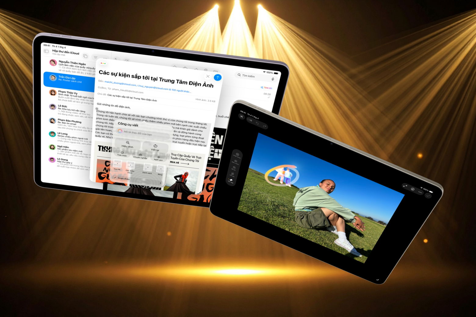  Màn hình iPad Air M4: 264 ppi sắc nét, 500-600 nit sáng, dải P3, 10 tỷ màu.