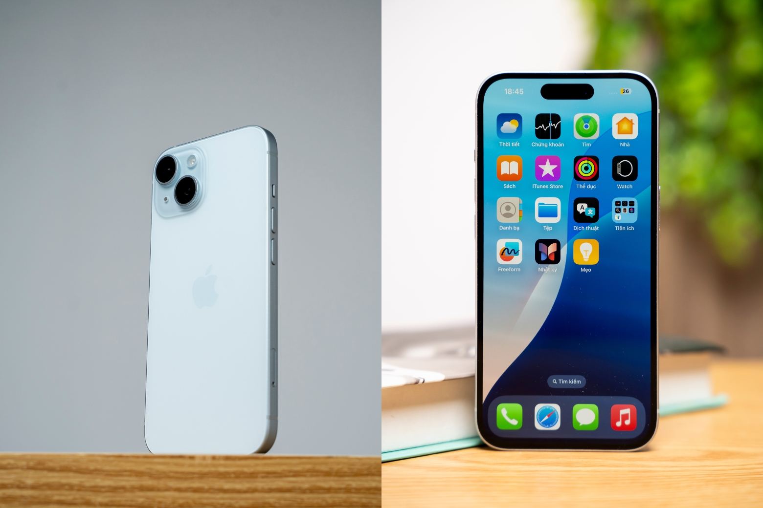 iPhone 15 thiết kế mặt lưng kính pha màu