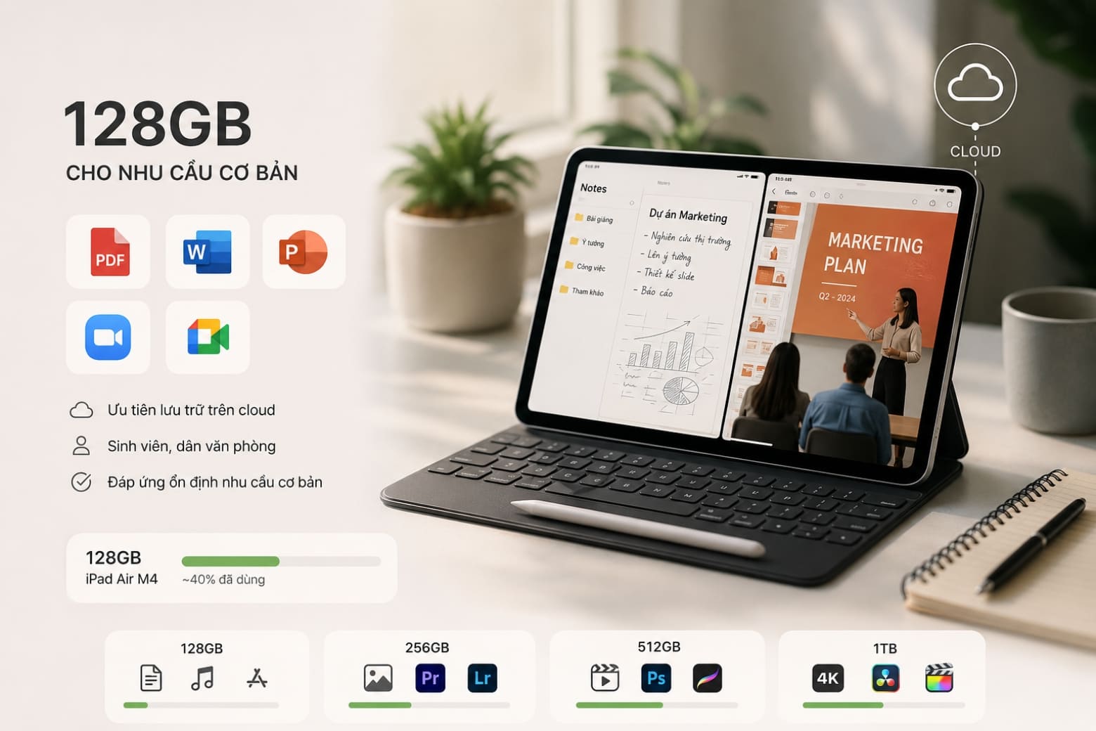 iPad Air M4 128GB cho nhu cầu cơ bản