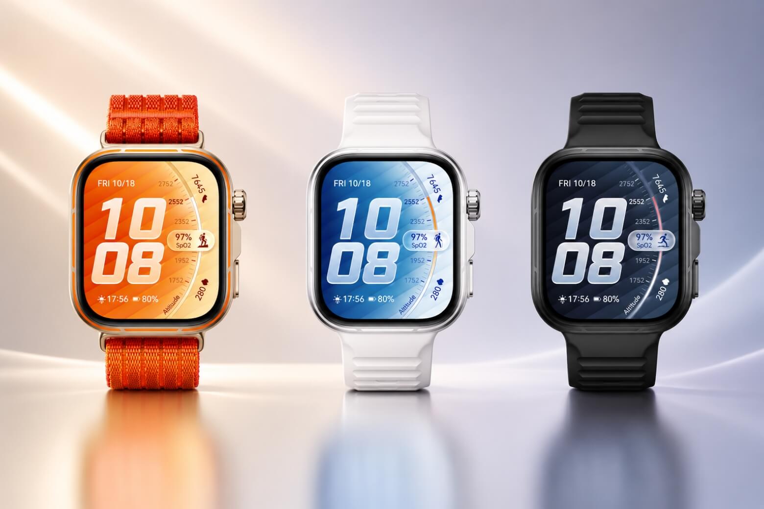 HUAWEI Watch Fit 5 Pro có 3 màu: Cam, Trắng và Đen