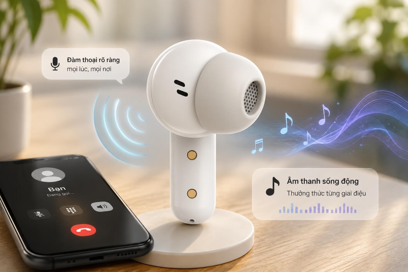 Tai nghe True Wireless Havit ANC TW999 có khả năng đàm thoại và nghe nhạc ổn định