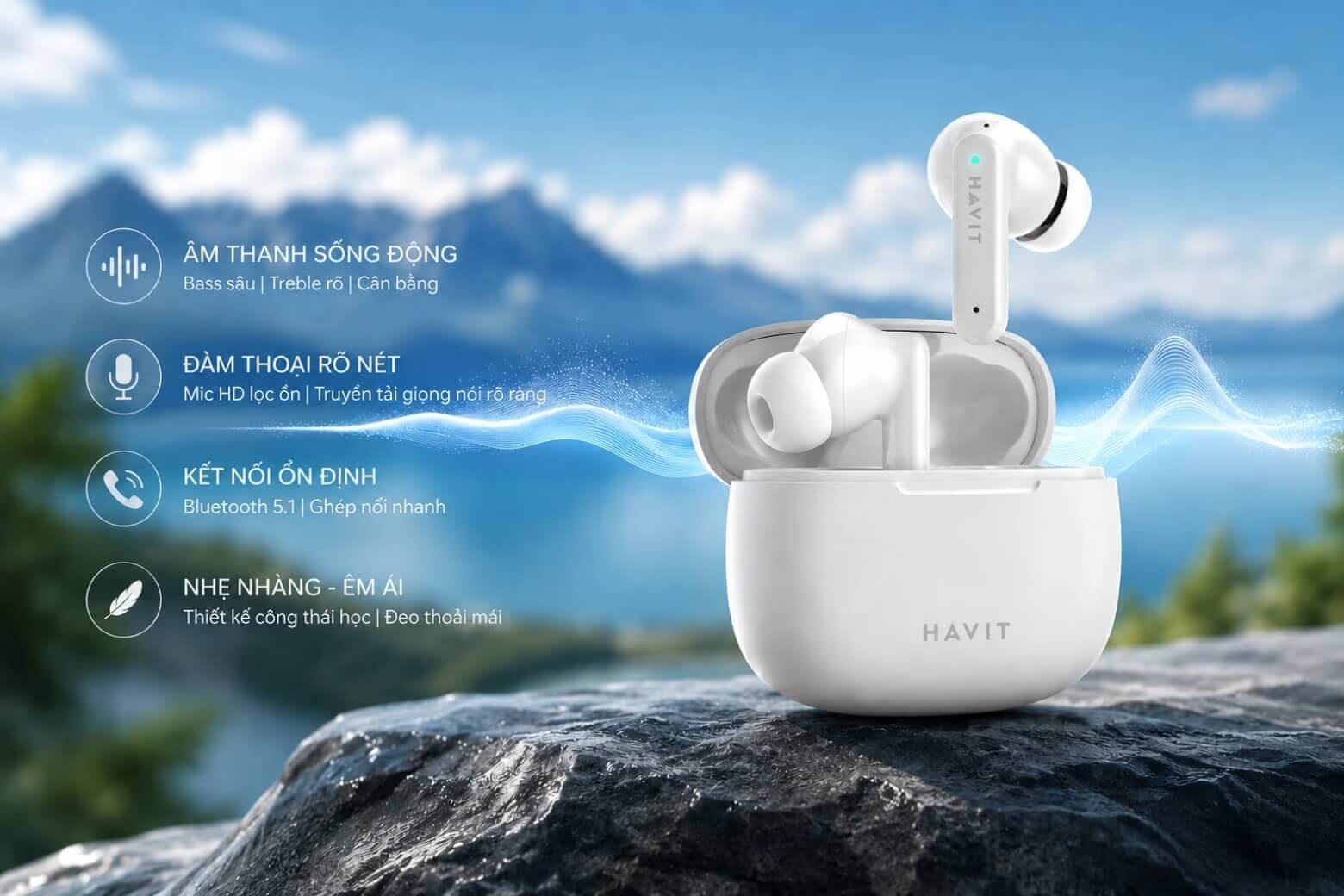 Tai nghe True Wireless Havit ANC TW999 được trang bị khả năng chống ồn tự động