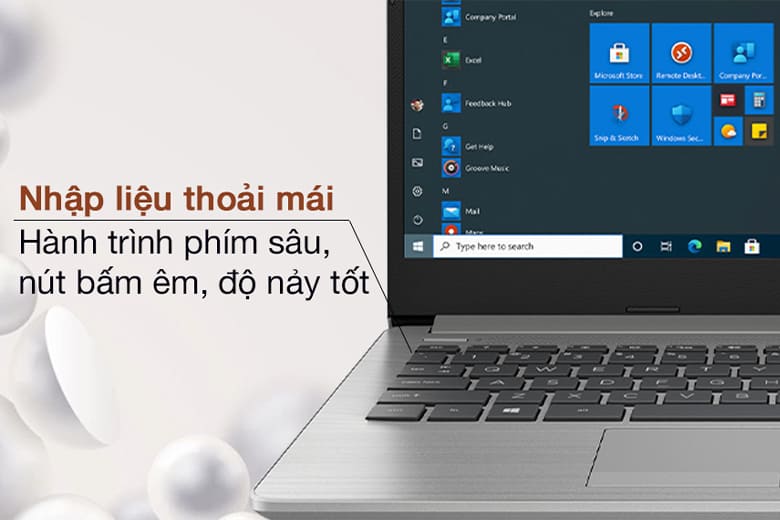 Bàn phím tích hợp trên laptop có bề mặt phủ nhám giúp chống bám mồ hôi, chống phai