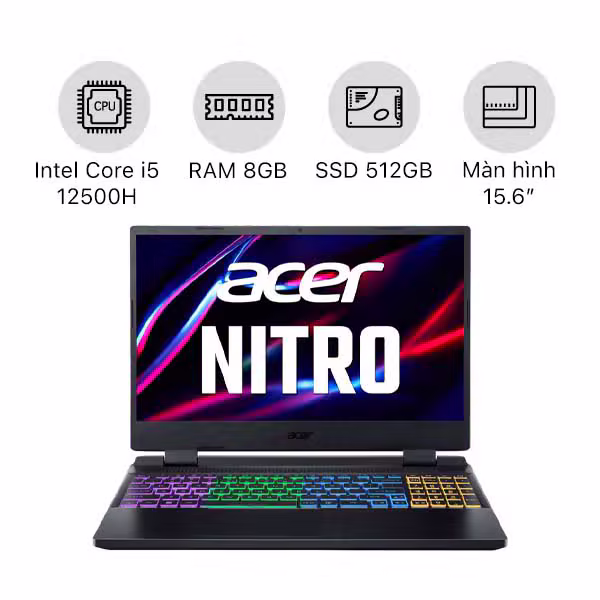 Laptop Gaming Acer Nitro 5 Tiger AN515-58-52SP NH.QFHSV.001 (i5-12500H / 8GB / 512GB / RTX 3050 4GB / 15.6_quot FHD 144Hz) - ảnh 1