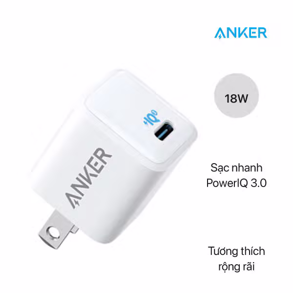 Củ sạc Anker 1 cổng PowerPort III Nano, 18W - A261 - ảnh 2