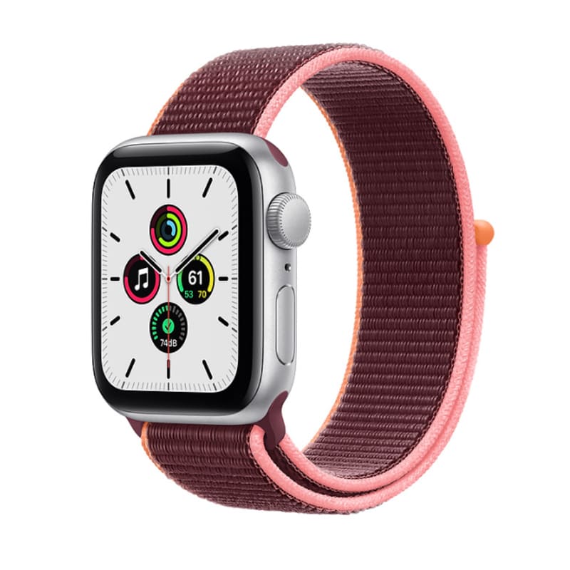 Apple Watch SE 44mm (4G) viền nhôm bạc - Dây vải thun chính hãng (Full VAT)-Dây nâu