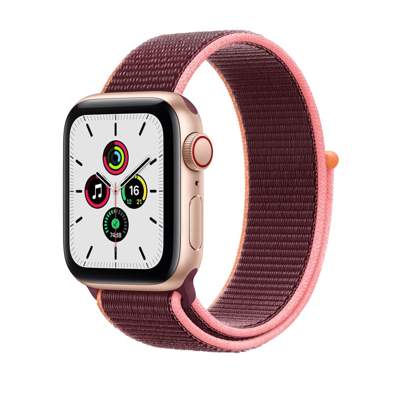Apple Watch SE 44mm (4G) viền nhôm vàng - Dây vải thun chính hãng (Full VAT)-Dây nâu