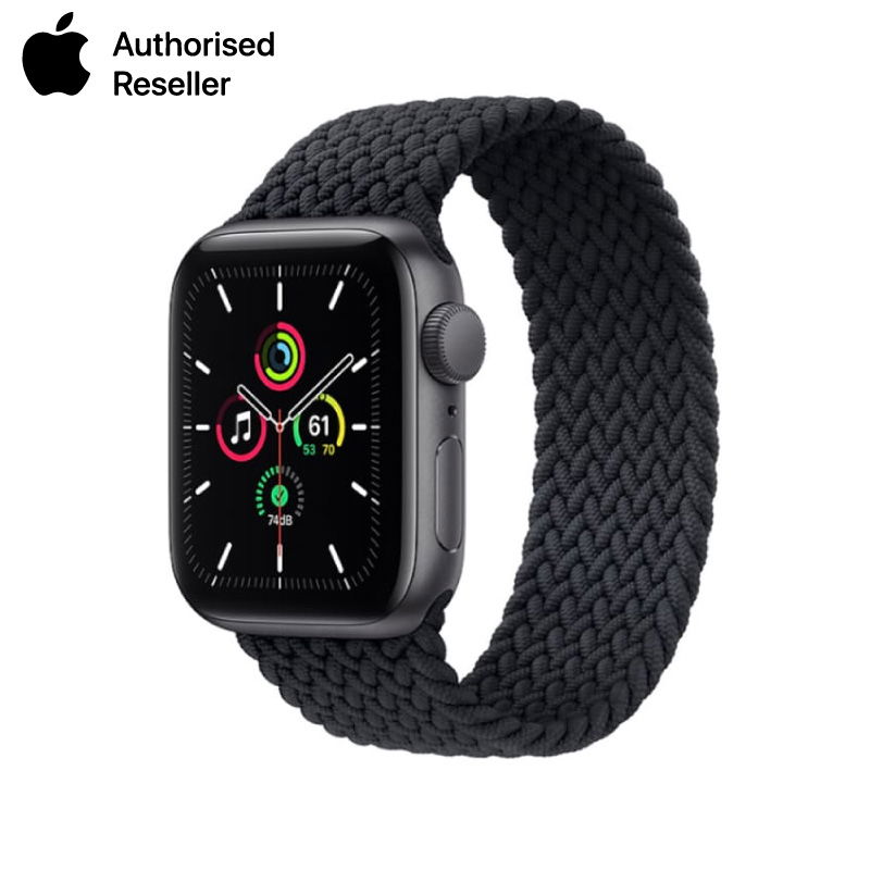 Apple Watch SE 44mm (4G) viền nhôm xám - Dây vải chính hãng (Full VAT)-Dây đen