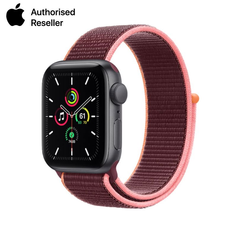 Apple Watch SE 44mm (4G) viền nhôm xám - Dây vải thun chính hãng (Full VAT)-Dây nâu