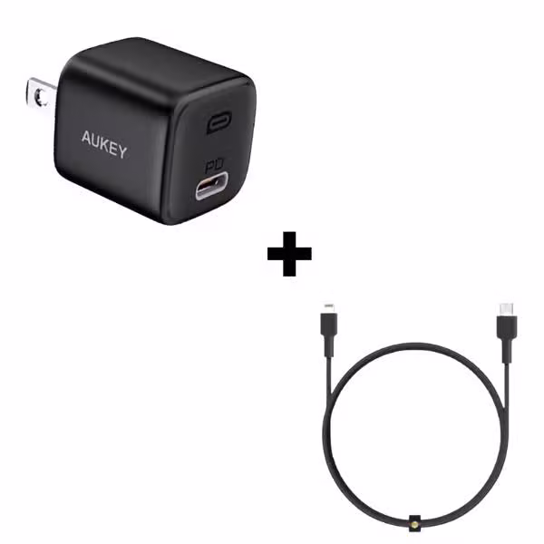 Bộ combo cáp sạc Aukey 20W Lightning CB-CL3 màu đen - ảnh 1