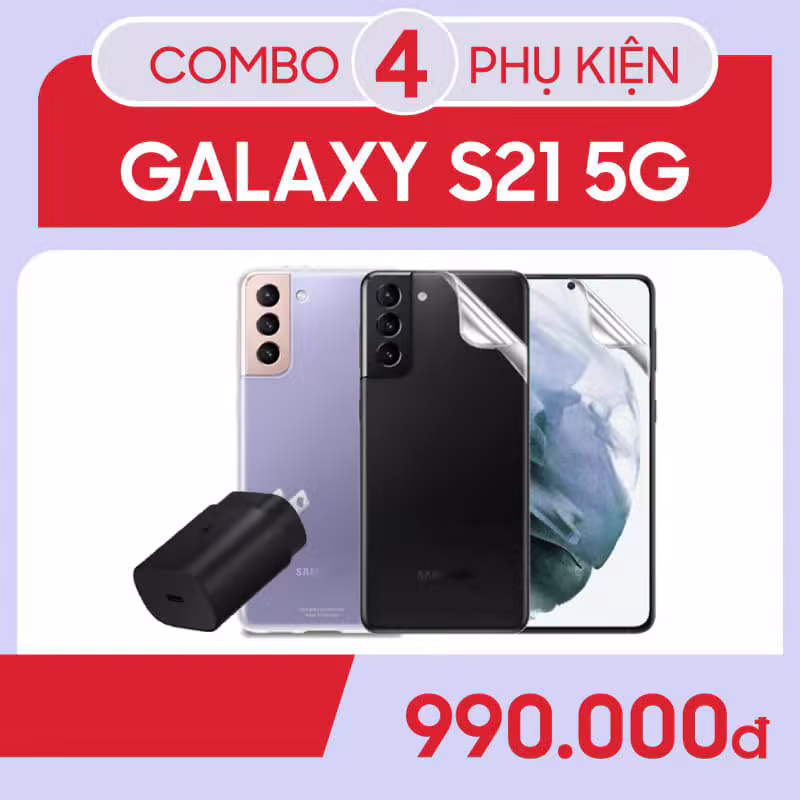 Bộ Combo phụ kiện sạc 25w, ốp lưng trong Samsung Galaxy S21 Plus-Combo - ảnh 1