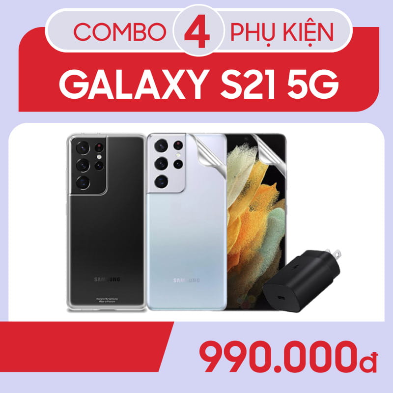 Bộ Combo phụ kiện sạc 25w, ốp lưng trong Samsung Galaxy S21 Ultra-Combo - ảnh 1