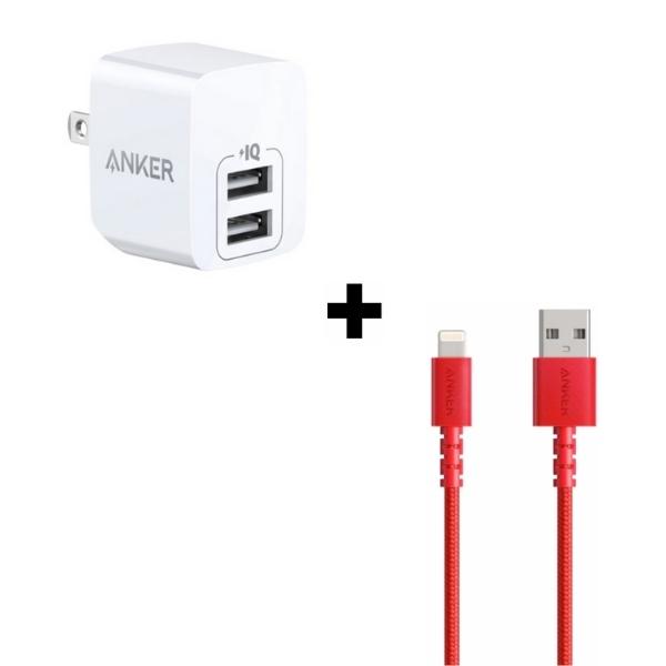 Bộ Combo cáp sạc Anker 12W Lightning A8012-Màu đen