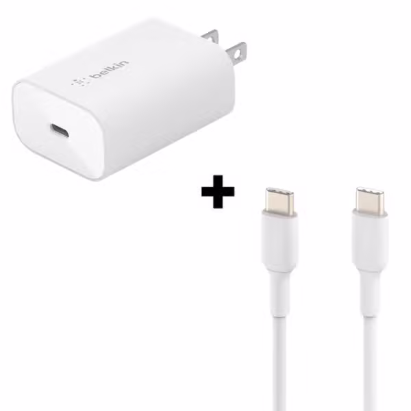 Bộ Combo cáp sạc Belkin 25W Type C-C màu trắng - ảnh 1