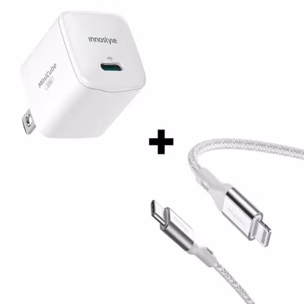Bộ combo sạc cáp Innostyle 20W PowerFlex Type C to Lightning màu đen - ảnh 2